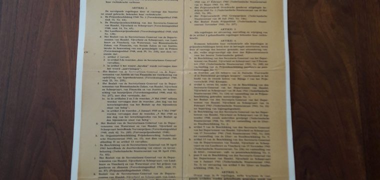 Aanplak poster Verordening prijzen 1945