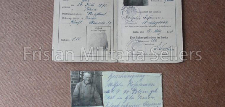 Personalausweis + bescheinigung 1946 Berlin