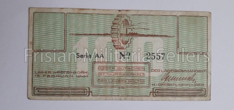 DUTCH LAGER WESTERBORK MONEY 100 cent, very hard to find – Durchgangslager, Konzentrationslager