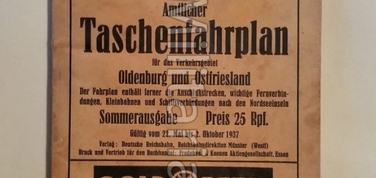 Reichsbahndirection Münster ( Westf ) Amtlicher Taschenfahrplan Oldenburg und Ostfriesland 1937