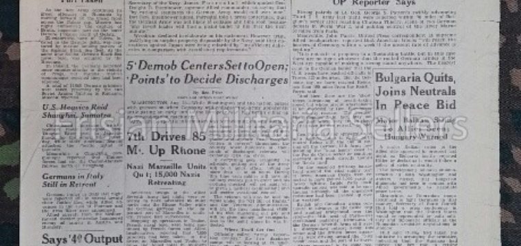 U.S. WW2 Newspaper : The stars and stripes 29 aug 1944 Yanks 70 Miles From Belgium