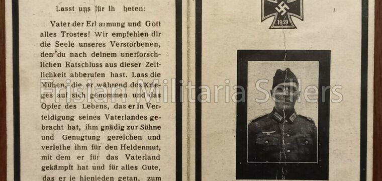 German WW2 Death Card